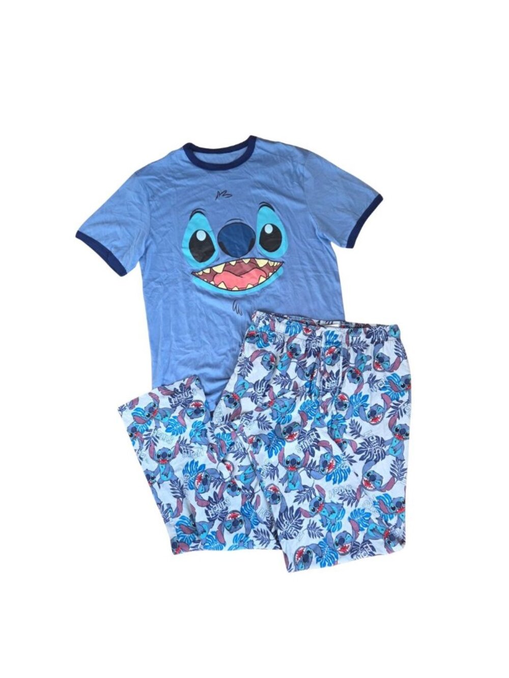 Disney Lilo & Stitch 2 Piece Pajama Set Blue Comfy Loungewear Men's M